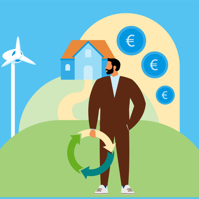 man windmolen cartoon